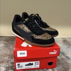 Puma Black and Leopard Print Sneakers